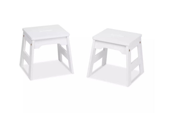 Melissa & Doug Wooden Stools - Set of 2 - White - sctoyswholesale