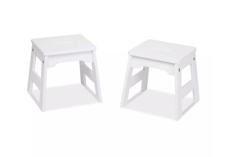 Melissa & Doug Wooden Stools - Set of 2 - White - sctoyswholesale