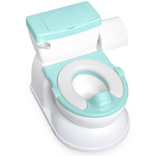 Real Feel Potty with Wipes Storage, Transition Seat & Disposable Liners - Realistic Toilet - Easy to Clean & Assemble - Jool Baby (Aqua)