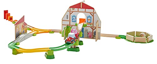 HABA – Kullerbü Track Ball Run with Play Backdrop, Tractor, Crackers and Realistic Farm Sounds, Wooden Toy from 2 Years