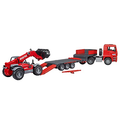 Bruder Man TGA Low Loader Truck with Manitou Loader