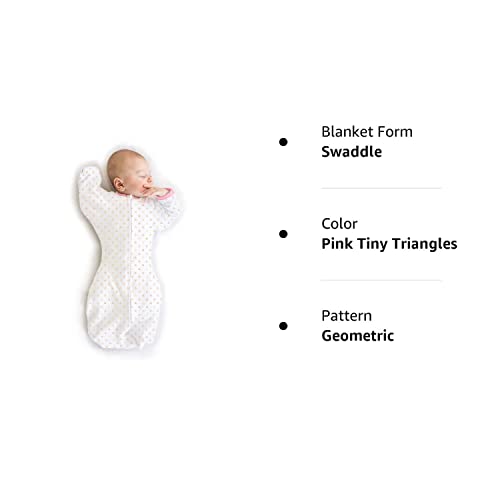 SwaddleDesigns Transitional Swaddle Sack with Arms Up Half-Length Sleeves and Mitten Cuffs, Tiny Triangles, Pink, Medium, 3-6mo, 14-21 lbs (Better Sleep for Baby Girls, Easy Swaddle Transition)