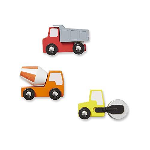 Melissa & Doug Round the Construction Zone Work Site Rug With 3 Wooden Trucks - sctoyswholesale