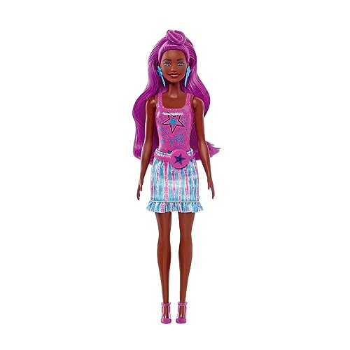 Barbie Color Reveal Doll & Accessories, Neon Tie-Dye Series, 7 Surprises, 1 Doll (Styles May Vary)