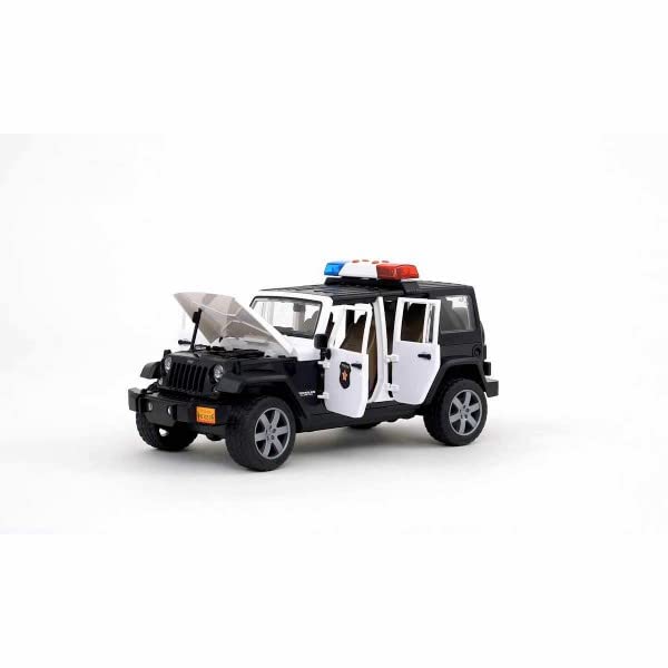 Bruder Toys - Emergency Realistic Jeep Wrangler Unlimited Rubicon Police Vehicle with Light Skintoned Policeman and Light and Sound Module with 4 Different Sounds