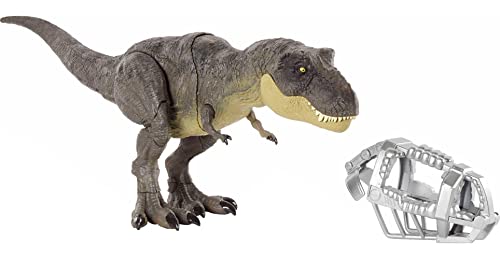 Jurassic World Stomp ‘N Escape Tyrannosaurus Rex Figure Camp Cretaceous Dinosaur Escape Toy with Stomping Movements, Movable Joints, Authentic Deco