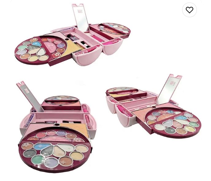 My First Princess Make Up Kit with carry foldable case, Kids Makeup Set Washable Makeup For Girls