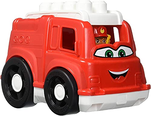 Polly Pocket Fisher-Price Toddler Building Blocks, Freddy Fire Truck With 6 Pieces And Storage, 1 Figure, Red, Toy Car