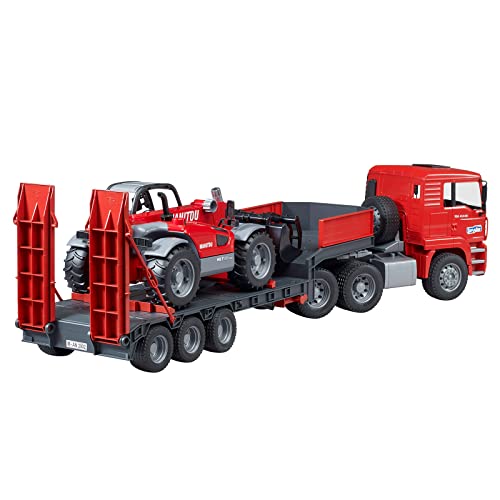 Bruder Man TGA Low Loader Truck with Manitou Loader