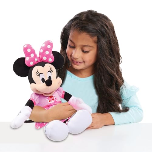 Just Play Disney Junior Mickey Mouse Funhouse Singing Fun Minnie Mouse 13 Inch Lights and Sounds Feature Feature Plush, Sings Bowtoons Theme Song, Kids Toys for Ages 3 Up