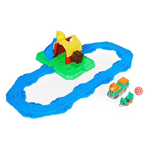 Mighty Express, Farm Station Adventure Bucket and 11-Piece Train Track Set with Exclusive Farmer Faye Toy Train