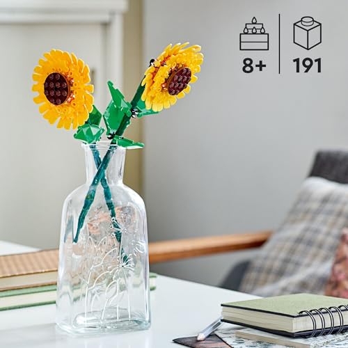 LEGO Sunflowers Building Kit, Artificial Flowers for Home Décor, Flower Building Toy Set for Kids, Sunflower Gift for Girls and Boys Ages 8 and Up, 40524