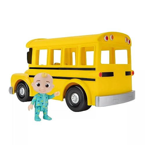 Cocomelon Official Musical Yellow School Bus, Plays Clips from ‘Wheels on The Bus,’ Featuring Removable JJ Figure – Character Toys for Babies, Toddlers, and Kids