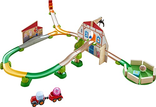 HABA – Kullerbü Track Ball Run with Play Backdrop, Tractor, Crackers and Realistic Farm Sounds, Wooden Toy from 2 Years