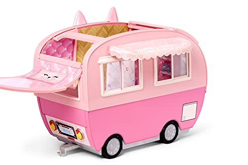 Na Na Na Surprise Kitty-Cat Camper Playset, Pink Toy Car Vehicle for Fashion Dolls with Cat Ears & Tail, Opens to 3 Feet Wide for 360 Play, 7 Areas, Accessories