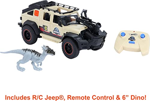 Jurassic World Toys Dominion Jeep Gladiator RC Vehicle with 6-inch Dracorex Dinosaur Figure, Remote-Control Car with Removable Auto-Capture Claw