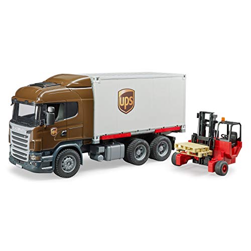 Bruder Scania R-Series Ups Logistics Truck with Forklift Vehicles - Toys