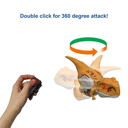 Jurassic World Dominion Uncaged Click Tracker Atrociraptor Figure Interactive Motion & Sound, Clicker Control, Orange Stylized Dinosaur Toy, Kids Gift Kids Ages 4 Years & Up