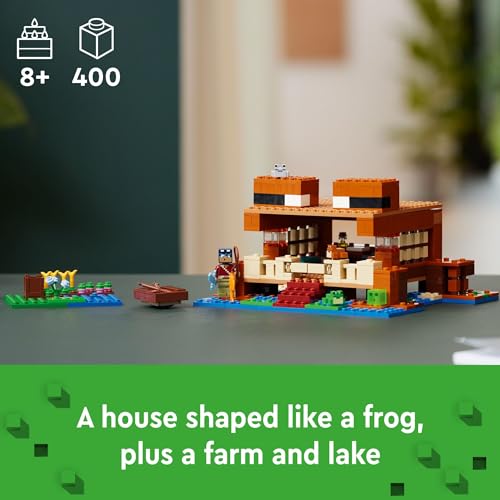 LEGO Minecraft The Frog House Building Toy for Kids, Minecraft Toy Featuring Animals, a Toy Boat and Minecraft Mob Figures, Gaming Gift for Girls and Boys Ages 8 and Up, 21256