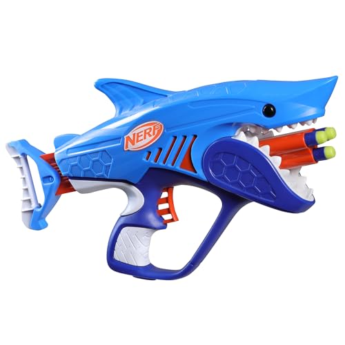 NERF Junior Wild Sharkfire, Easy Play Dart Blaster, 8 Nerf Elite Darts, Nerf Blaster Shark Toys for 6 Year Old Boys & Girls & Up, Outdoor Toys