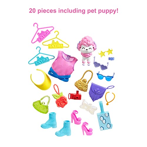 Barbie Extra Surprise Fashion Playset with 20 Pieces Including Pet Poodle, Closet and Push-Button Feature That Dispenses Fashion Accessories - sctoyswholesale