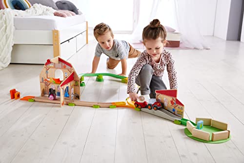 HABA – Kullerbü Track Ball Run with Play Backdrop, Tractor, Crackers and Realistic Farm Sounds, Wooden Toy from 2 Years