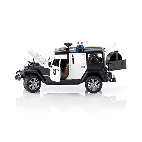 Bruder Toys - Emergency Realistic Jeep Wrangler Unlimited Rubicon Police Vehicle with Light Skintoned Policeman and Light and Sound Module with 4 Different Sounds