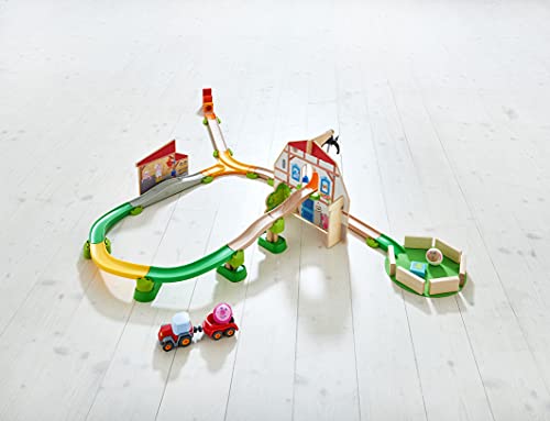 HABA – Kullerbü Track Ball Run with Play Backdrop, Tractor, Crackers and Realistic Farm Sounds, Wooden Toy from 2 Years