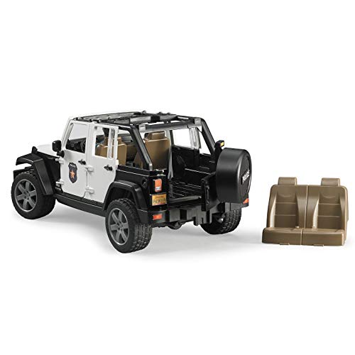 Bruder Toys - Emergency Realistic Jeep Wrangler Unlimited Rubicon Police Vehicle with Light Skintoned Policeman and Light and Sound Module with 4 Different Sounds