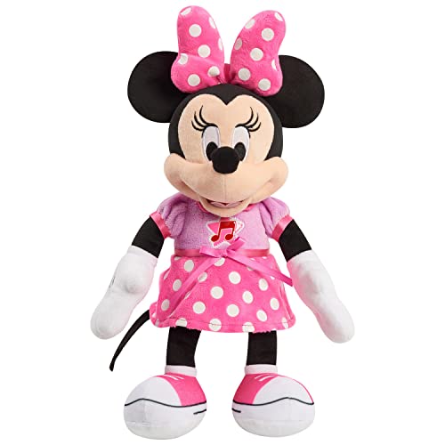 Just Play Disney Junior Mickey Mouse Funhouse Singing Fun Minnie Mouse 13 Inch Lights and Sounds Feature Feature Plush, Sings Bowtoons Theme Song, Kids Toys for Ages 3 Up