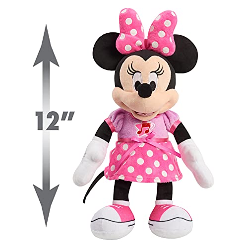 Just Play Disney Junior Mickey Mouse Funhouse Singing Fun Minnie Mouse 13 Inch Lights and Sounds Feature Feature Plush, Sings Bowtoons Theme Song, Kids Toys for Ages 3 Up