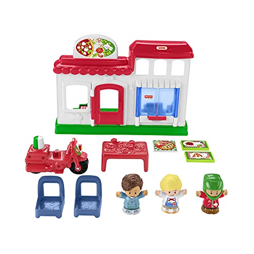 Little People We Deliver Pizza Place, Pizza Kitchen playset with Push-Along Toy Vehicle and Figures for Toddlers and Preschool Kids - sctoyswholesale