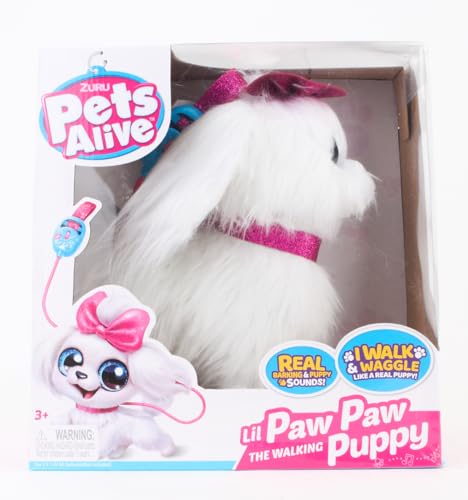 Pets Alive Lil' Paw The Walking Puppy by ZURU Interactive Dog That Walk, Waggle, and Barks, Interactive Plush Pet, Electronic Leash, Soft Toy for Kids and Girls