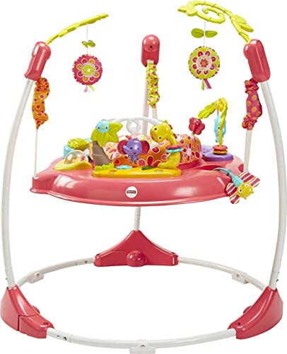 Fisher-Price Jumperoo Baby Bouncer and Activity Center with Spinning Seat plus Lights Music Sounds and Baby Toys, Pink Petals