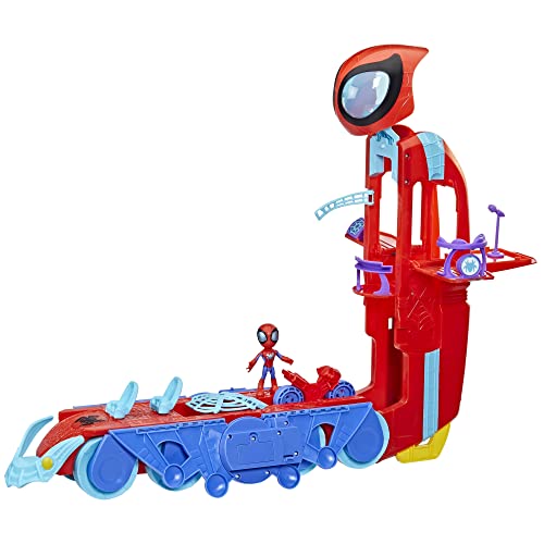 Marvel Spidey and His Amazing Friends Spider Crawl-R 2-in-1 Headquarters Playset, Preschool Toy with 2 Modes, Lights, Sounds, 3 Years and Up, 2 Feet Tall