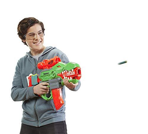 NERF DinoSquad Rex-Rampage Motorized Dart Blaster, 10-Dart Clip, 20 Official Darts - sctoyswholesale