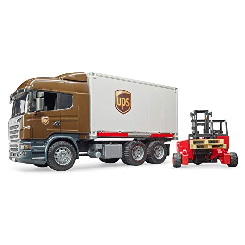 Bruder Scania R-Series Ups Logistics Truck with Forklift Vehicles - Toys