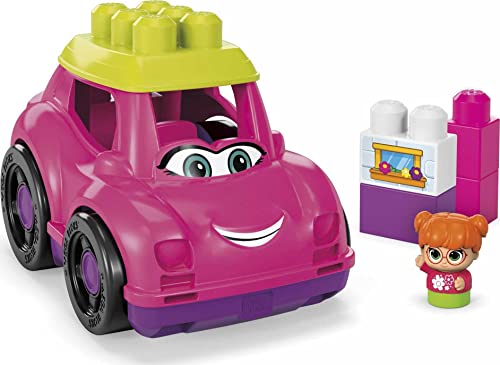 MEGA BLOKS Fisher-Price Toddler Building Blocks, Catie Convertible with 6 Pieces and Storage, 1 Figure, Pink, Toy Car Gift Ideas for Kids