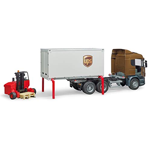 Bruder Scania R-Series Ups Logistics Truck with Forklift Vehicles - Toys