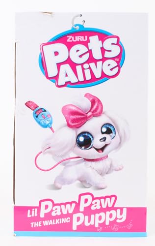 Pets Alive Lil' Paw The Walking Puppy by ZURU Interactive Dog That Walk, Waggle, and Barks, Interactive Plush Pet, Electronic Leash, Soft Toy for Kids and Girls