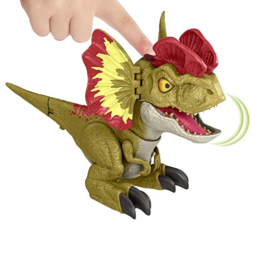 Jurassic World: Dominion Uncaged Rowdy Roars Dilophosaurus Interactive Electronic Dinosaur Figure with Motion Chomp & Sound Touch Response, Gift for Kids Ages 4 Years & Older