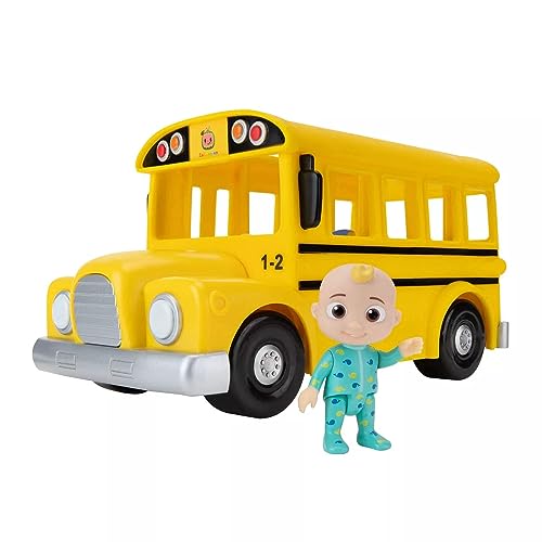 Cocomelon Official Musical Yellow School Bus, Plays Clips from ‘Wheels on The Bus,’ Featuring Removable JJ Figure – Character Toys for Babies, Toddlers, and Kids