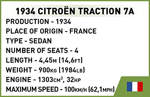 COBI Historical Collection: World War II 1934 Citroen Traction 7A Vehicle, Navy Blue - sctoyswholesale