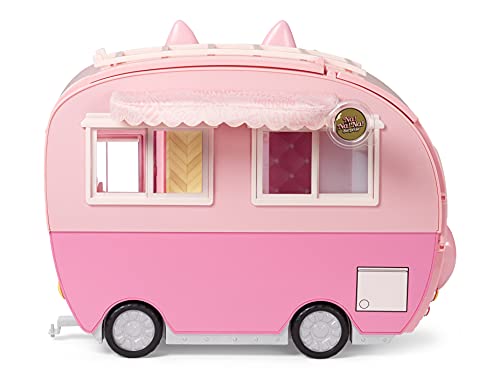 Na Na Na Surprise Kitty-Cat Camper Playset, Pink Toy Car Vehicle for Fashion Dolls with Cat Ears & Tail, Opens to 3 Feet Wide for 360 Play, 7 Areas, Accessories