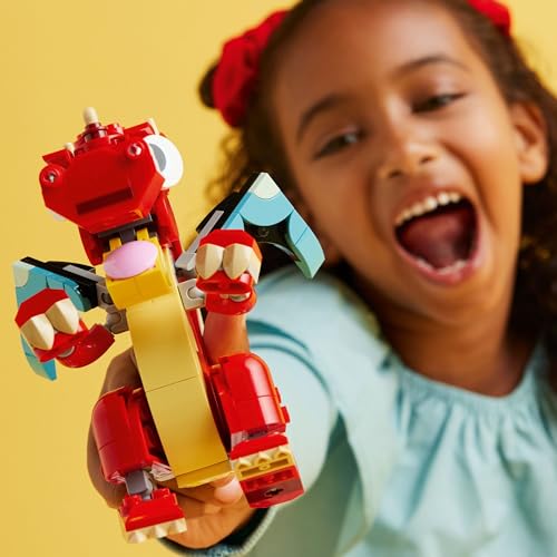 LEGO Creator 3 in 1 Red Dragon Toy, Transforms from Dragon Toy to Fish Toy to Phoenix Toy, Gift Idea for Boys and Girls Ages 6 and Up, Animal Toy Set for Kids, 31145