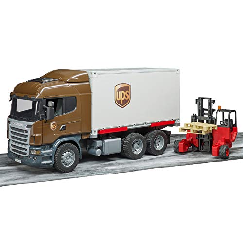 Bruder Scania R-Series Ups Logistics Truck with Forklift Vehicles - Toys