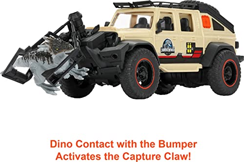 Jurassic World Toys Dominion Jeep Gladiator RC Vehicle with 6-inch Dracorex Dinosaur Figure, Remote-Control Car with Removable Auto-Capture Claw