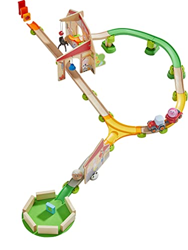 HABA – Kullerbü Track Ball Run with Play Backdrop, Tractor, Crackers and Realistic Farm Sounds, Wooden Toy from 2 Years