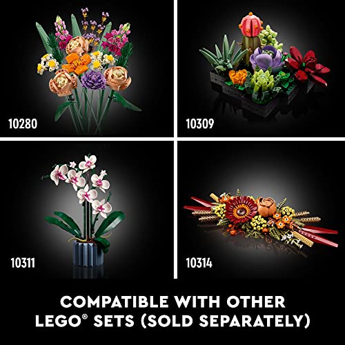 LEGO Icons Wildflower Bouquet 10313 Set - Artificial Flowers with Poppies and Lavender, Adult Collection, Unique Home Décor, Botanical Piece for Wife, Spring Flowers