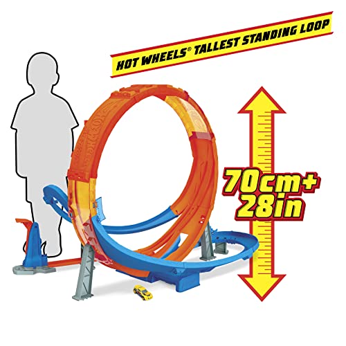 Hot Wheels Massive Loop Mayhem Track Set with Huge 28-Inch Wide Track Loop Slam Launcher, Battery Box & 1 Hot Wheels 1:64 Scale Car, Designed for Multi-Car Play, Gift for Kids 5 Years & Up